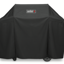 This lightweight yet durable Premium Cover is easy to pull on and off your Genesis II or Genesis II LX 3 burner barbecue. Its fastening straps keep it from blowing away, and its water resistant material helps to maintain a clean, sleek surface.