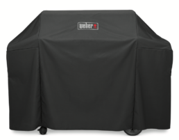 This lightweight yet durable Premium Cover is easy to pull on and off your Genesis II or Genesis II LX 4 burner barbecue. Its fastening straps keep it from blowing away, and its water resistant material helps to maintain a clean, sleek surface.