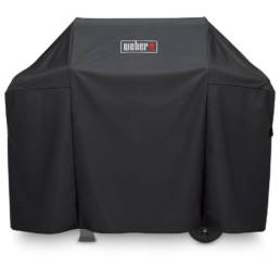 The Weber® barbecue cover for the Spirit II series is made from all-weather fabric; making it water resistant, UV resistant and breathable to protect your barbecue from the elements. Velcro straps added to secure to the barbecue, preventing the cover from blowing away.