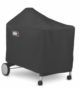 This lightweight yet durable Premium Cover is easy to pull on and off your Weber Performer Kettle barbecue. Its fastening straps keep it from blowing away, and its water resistant material helps to maintain a clean, sleek surface.