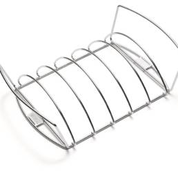 The heavy gauge, nickel plated steel rib rack allows you to stand ribs, chops and chicken pieces in an upright position.
