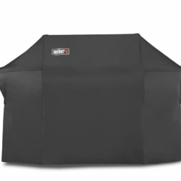 The lightweight yet durable Premium Cover is easy to pull on and off of your Summit 600 Series barbecue. Its fastening straps keep it from blowing away, and its water resistant material helps to maintain a clean, sleek surface.